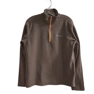 Eddie Bauer Men's Fleece Quarter Zip Pullover Top Size S Brown